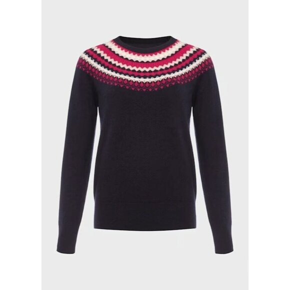 Hobbs London Greta Fairisle Jumper Sweater Navy Blue S - Picture 1 of 9